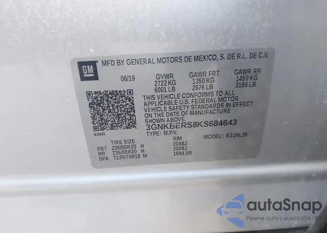 3GNKBERS8KS684643: 43761048