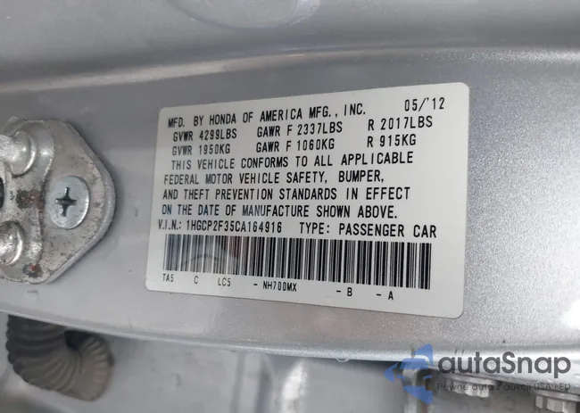 1HGCP2F35CA164916: 43761063