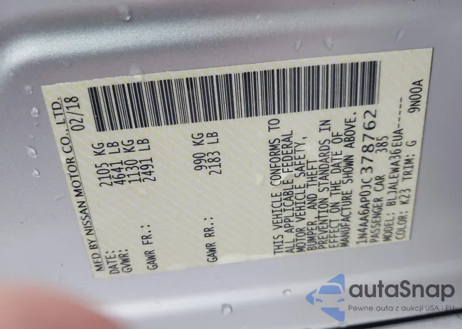 1N4AA6AP0JC378762: 43761094