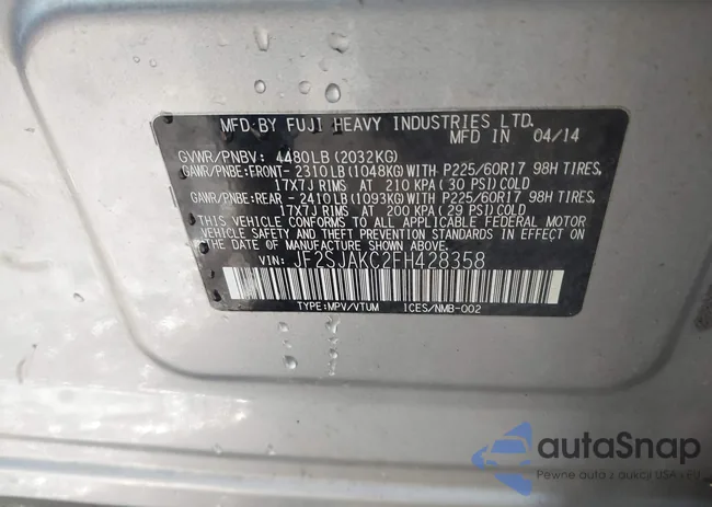 JF2SJAKC2FH428358: 43761136