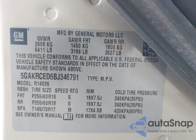 5GAKRCED6BJ346791: 43761158