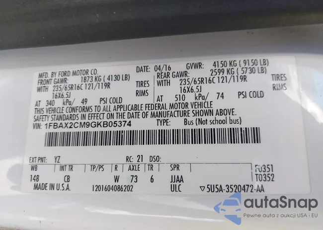 1FBAX2CM9GKB05374: 43761160