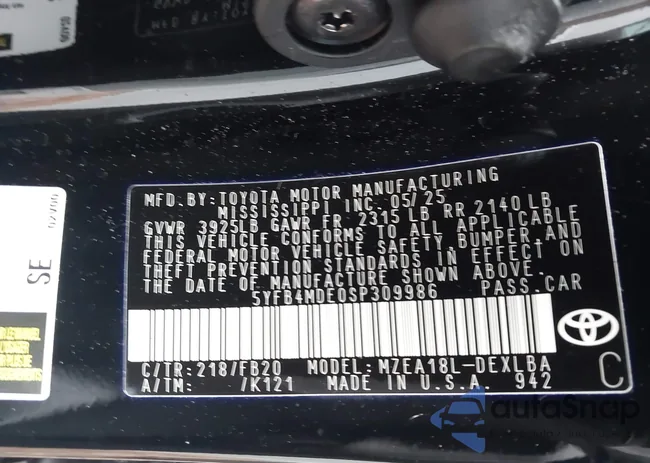 5YFB4MDE0SP309986: 43761186