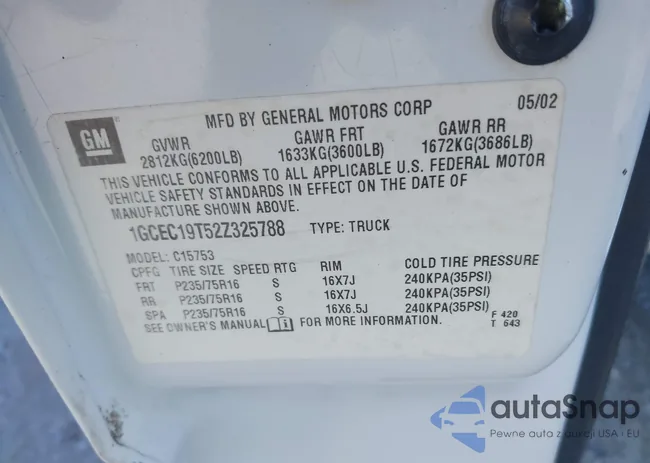 1GCEC19T52Z325788: 43761250