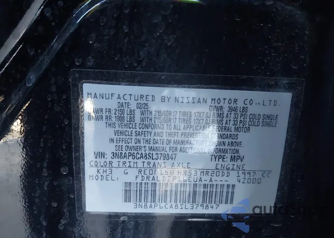 3N8AP6CA8SL379847: 43761301