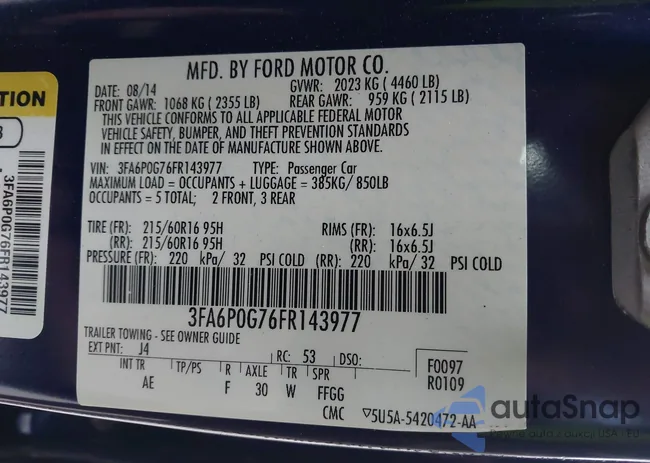 3FA6P0G76FR143977: 43761375