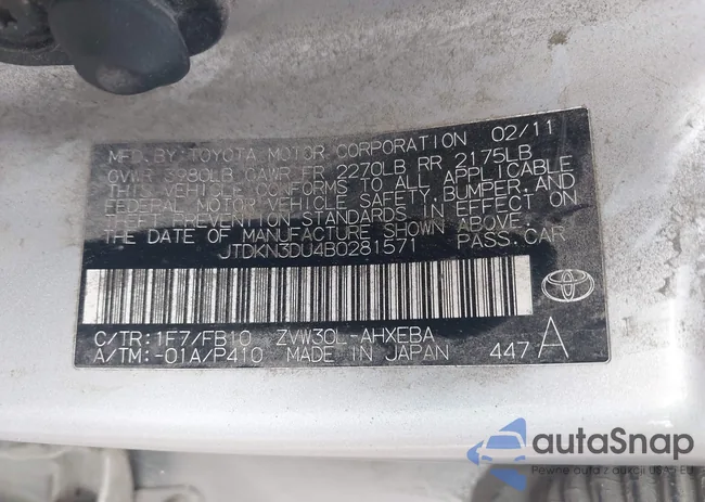 JTDKN3DU4B0281571: 43761393