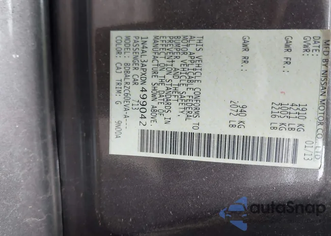 1N4AL3APXDN499042: 43761499