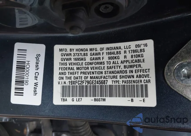 19XFC2F79GE245687: 43761554