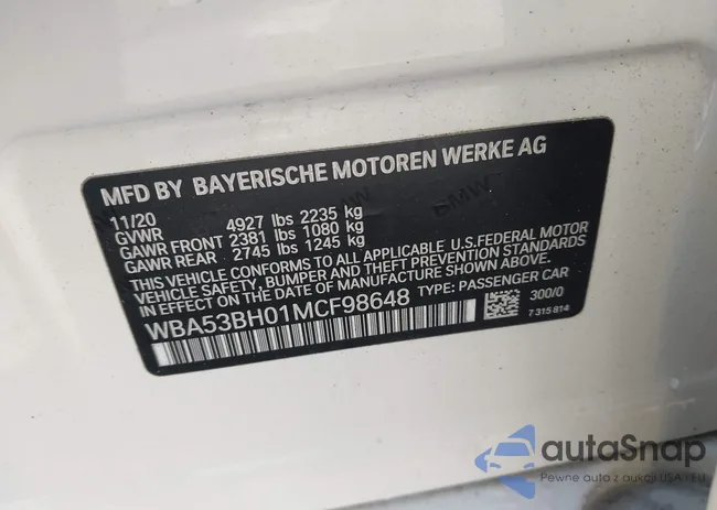 WBA53BH01MCF98648: 43760691