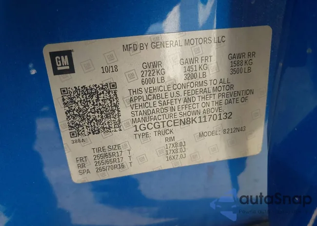 1GCGTCEN8K1170132: 43760798