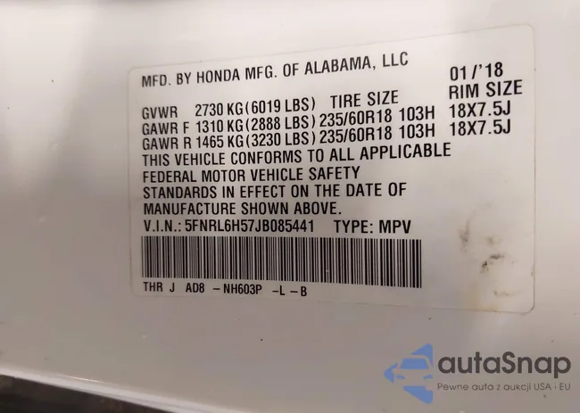 5FNRL6H57JB085441: 43760838