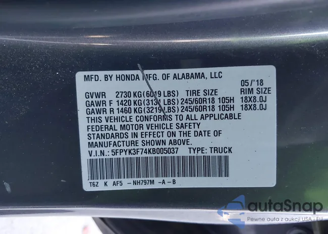 5FPYK3F74KB005037: 43760880