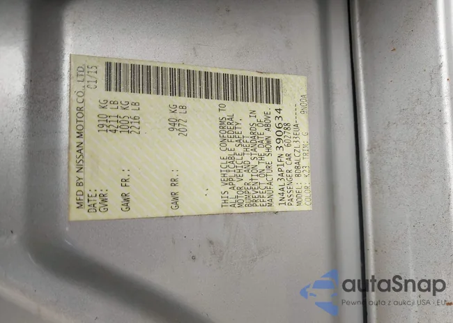 1N4AL3AP1FN390634: 43760905