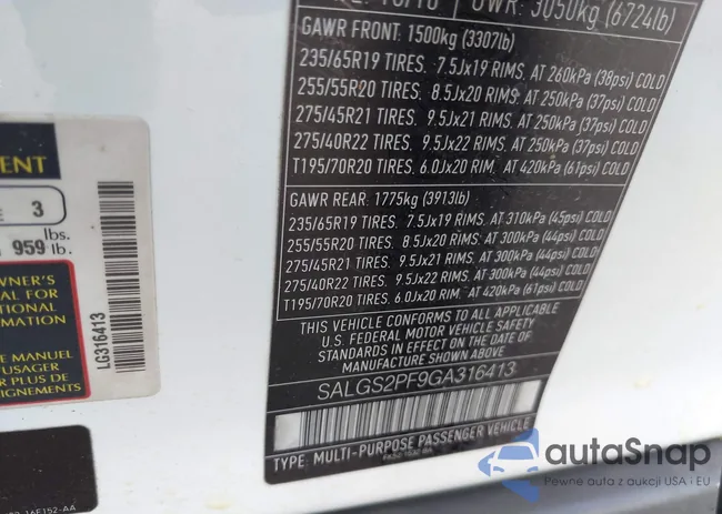 SALGS2PF9GA316413: 43762020