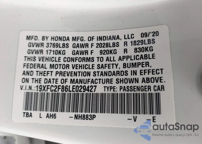 19XFC2F86LE029427: 43762046