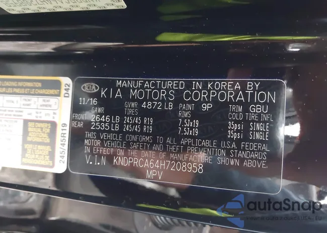 KNDPRCA64H7208958: 43762143