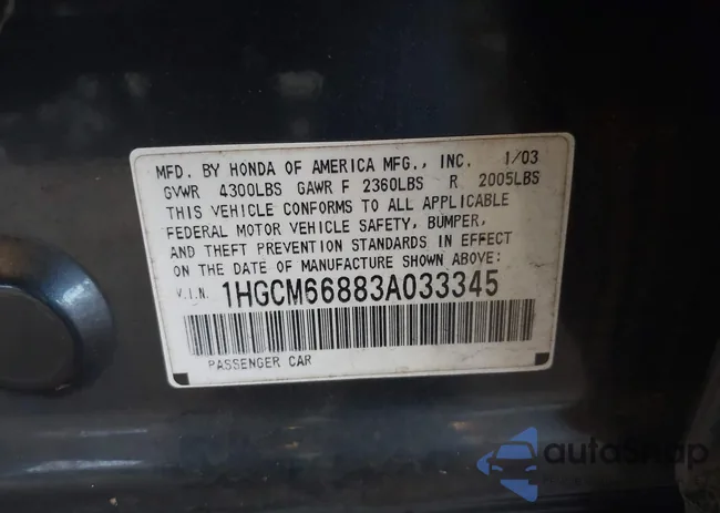 1HGCM66883A033345: 43762239