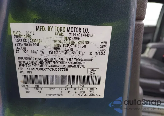 1FMCU0D77CKC57766: 43762240