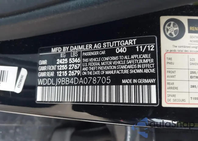 WDDLJ9BB4DA078705: 43762322