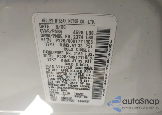 JN8AS58V09W433604: 43762488