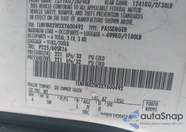 1LNFM82W2XY600492: 43762495