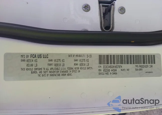 2C3CDXBG2KH657874: 43762497