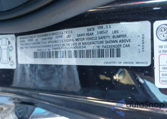 3VWVA7AT1CM605034: 43762554