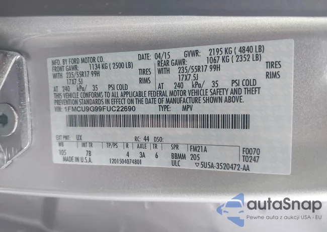 1FMCU9G99FUC22690: 43761708