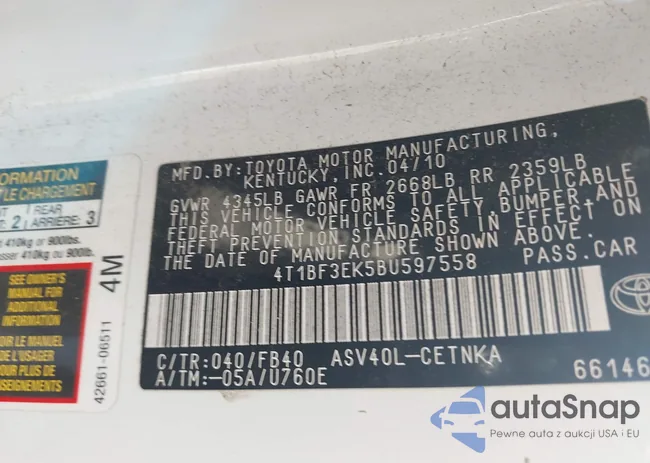 4T1BF3EK5BU597558: 43761841