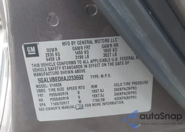 5GALVBED8AJ233692: 43761892