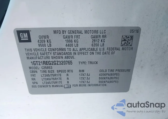1GT21REG2GZ320765: 43763384