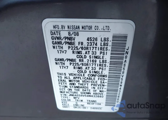 JN8AS58V59W432660: 43763427