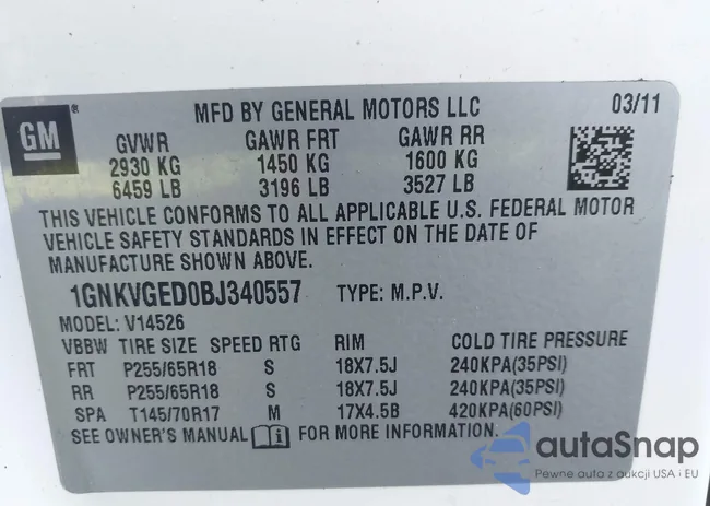 1GNKVGED0BJ340557: 43763545