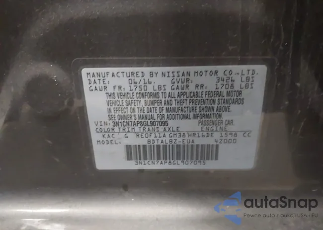 3N1CN7AP8GL907095: 43762700