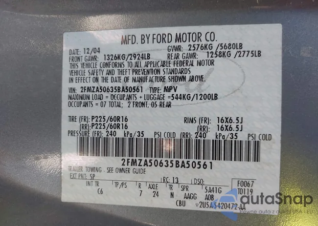 2FMZA50635BA50561: 43762722