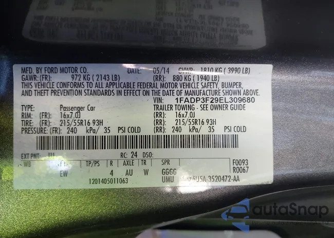 1FADP3F29EL309680: 43762906