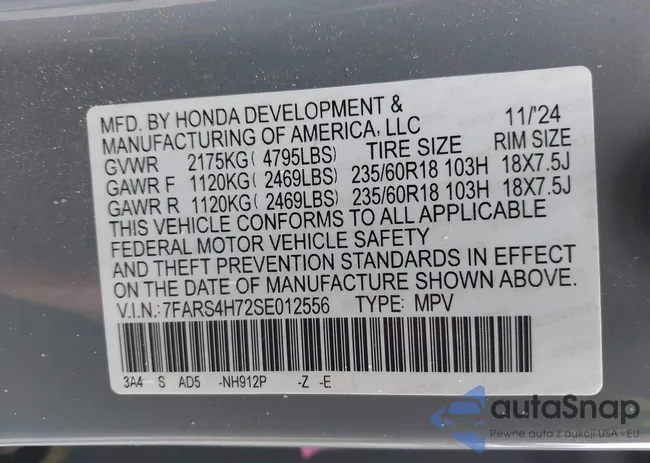 7FARS4H72SE012556: 43764418