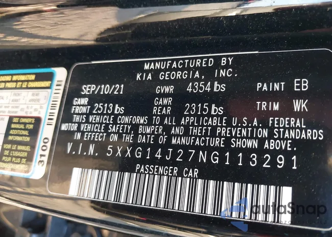 5XXG14J27NG113291: 43763801