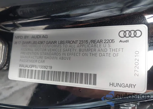 WAUAUGFF9J1009219: 43763880