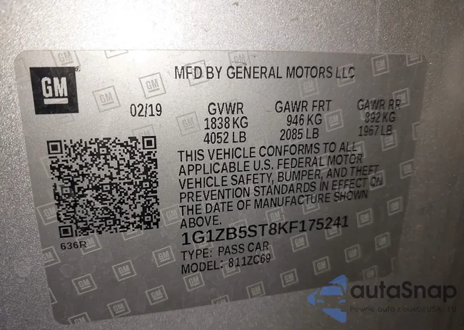 1G1ZB5ST8KF175241: 43763992