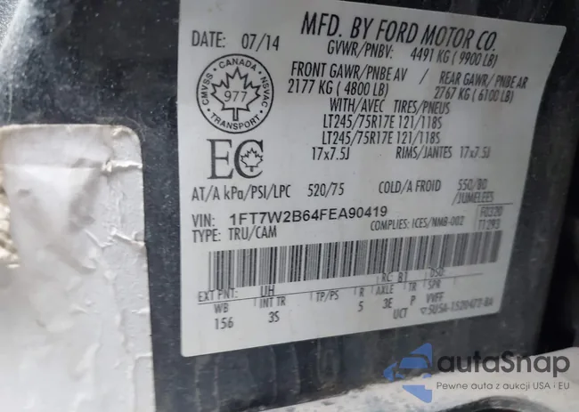 1FT7W2B64FEA90419: 43764989