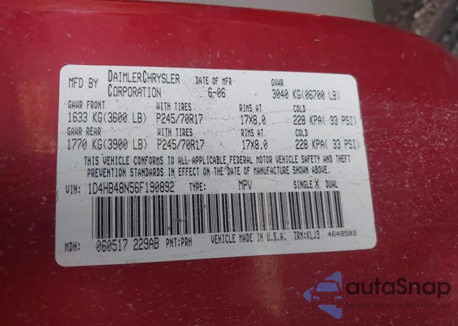 1D4HB48N56F190892: 43765191