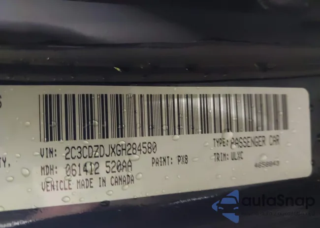 2C3CDZDJXGH284580: 43765300