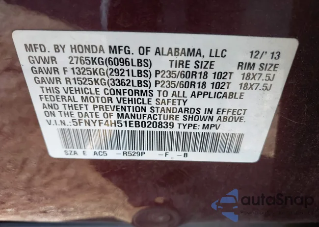 5FNYF4H51EB020839: 43765378