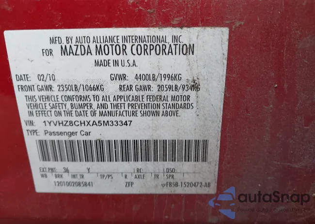 1YVHZ8CHXA5M33347: 43765481