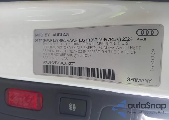 WAUB4AF49JA003307: 43765497