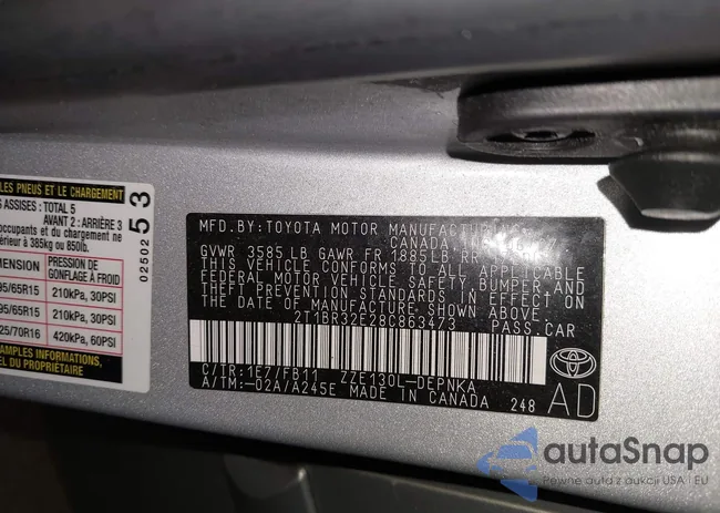 2T1BR32E28C863473: 43765550