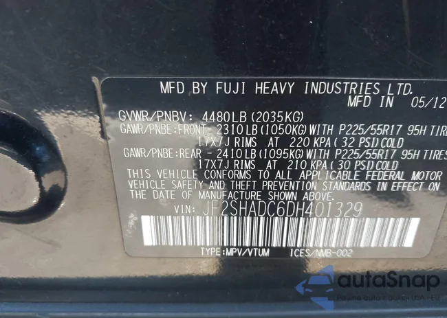 JF2SHADC6DH401329: 43764692