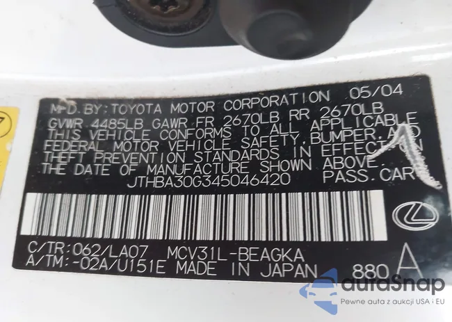 JTHBA30G345046420: 43764731